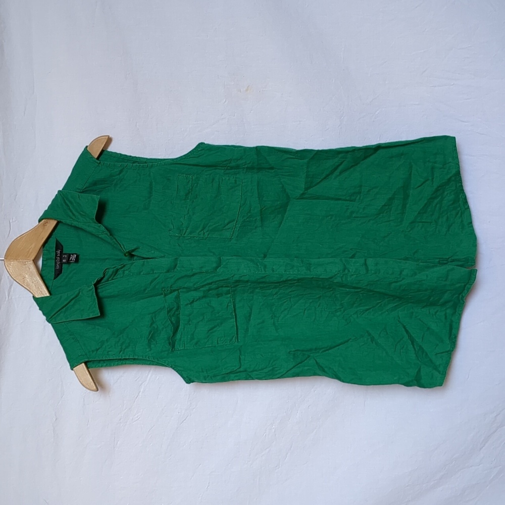 Long Tall Sally Kelly green linen button up Blouse 8
